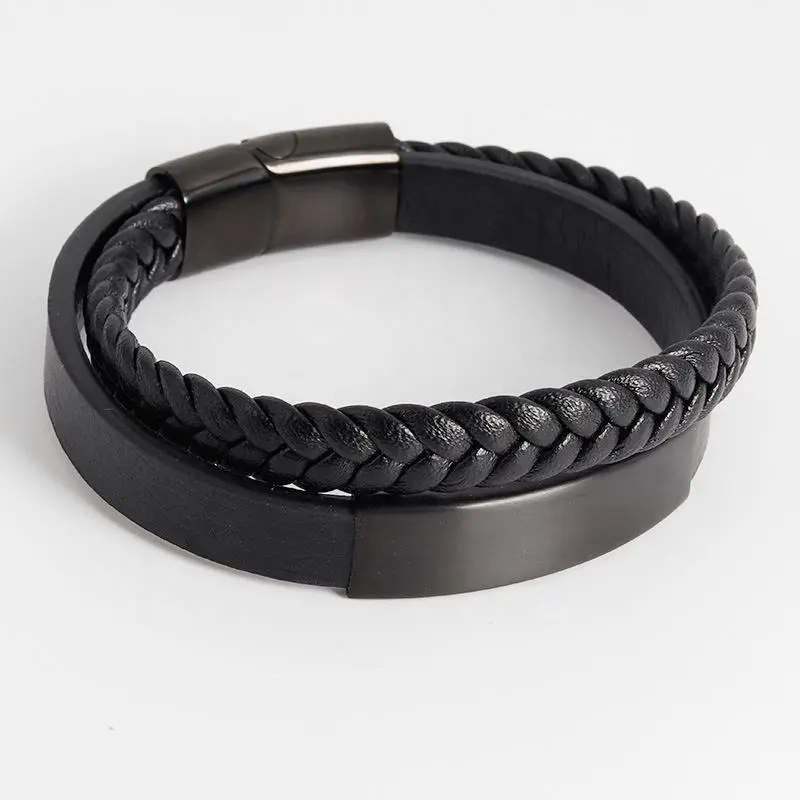 Lederarmband Gravur personalisiert mit Namen "Cloudy Plate" mit kostenloser Gravur