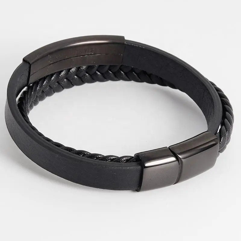 Lederarmband Gravur personalisiert mit Namen "Cloudy Plate" mit kostenloser Gravur