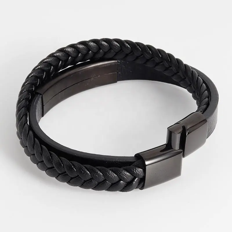 Lederarmband Gravur personalisiert mit Namen "Cloudy Plate" mit kostenloser Gravur