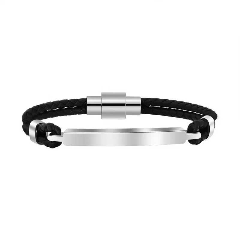 Graviertes Herren Lederarmband "Barry" personalisiert mit Name, mit Magnetverschluss und Gravur