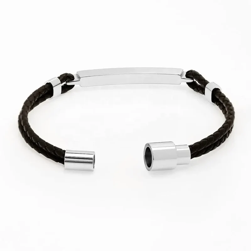 Graviertes Herren Lederarmband "Barry" personalisiert mit Name, mit Magnetverschluss und Gravur