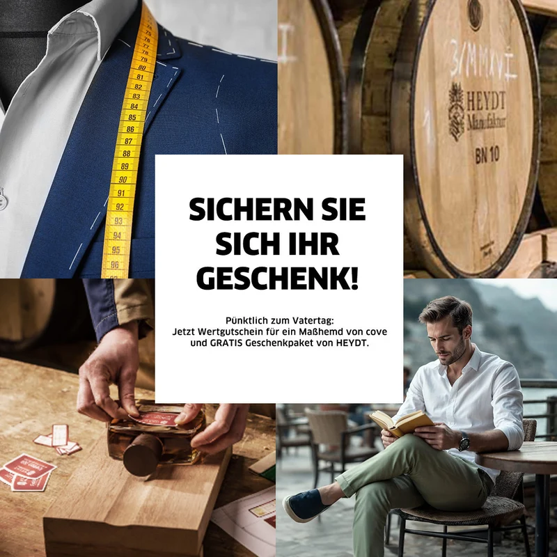 🎁 Wertgutschein für ein Maßhemd von cove + GRATIS Geschenkpaket von HEYDT (25% off)