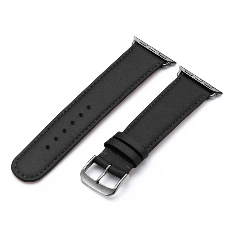 RavennaBlues Uhrenarmband aus Rindsleder für Apple Watch 10, handgefertigt, Schwarz, von Happel