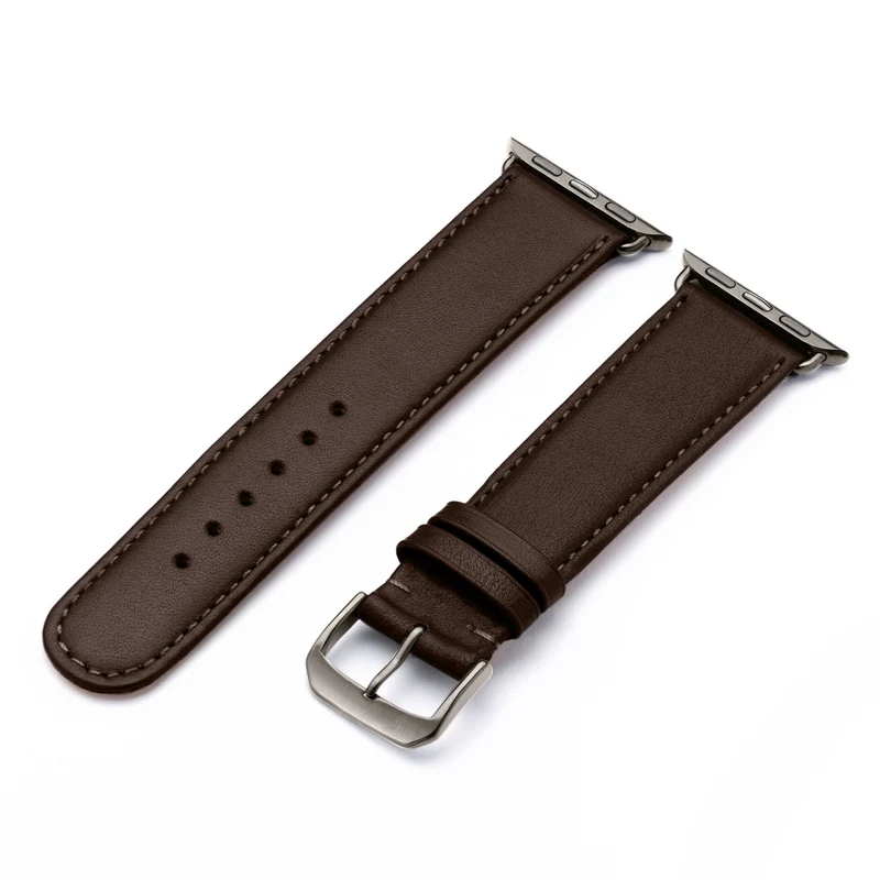 RavennaBlues Uhrenarmband aus Rindsleder für Apple Watch 10, handgefertigt, Mokka, von Happel