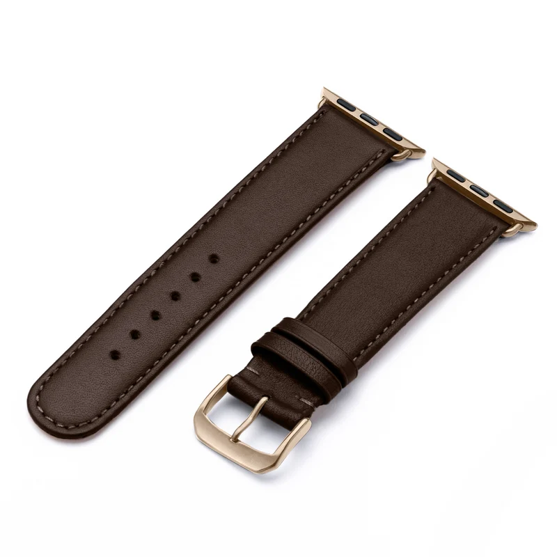 RavennaBlues Uhrenarmband aus Rindsleder für Apple Watch 10, handgefertigt, Mokka, von Happel