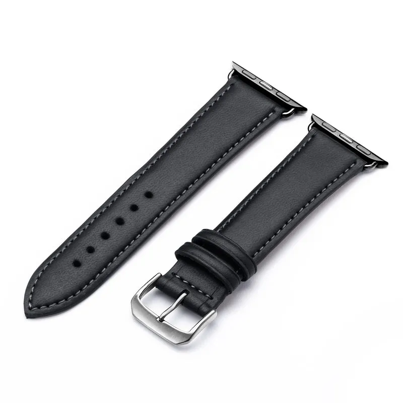Vita Uhrenarmband aus Apfelleder für Apple Watch 10, handgefertigt, vegan, Schwarz, von Happel