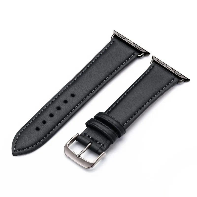 Vita Uhrenarmband aus Apfelleder für Apple Watch 10, handgefertigt, vegan, Schwarz, von Happel