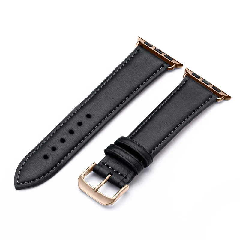 Vita Uhrenarmband aus Apfelleder für Apple Watch 10, handgefertigt, vegan, Schwarz, von Happel