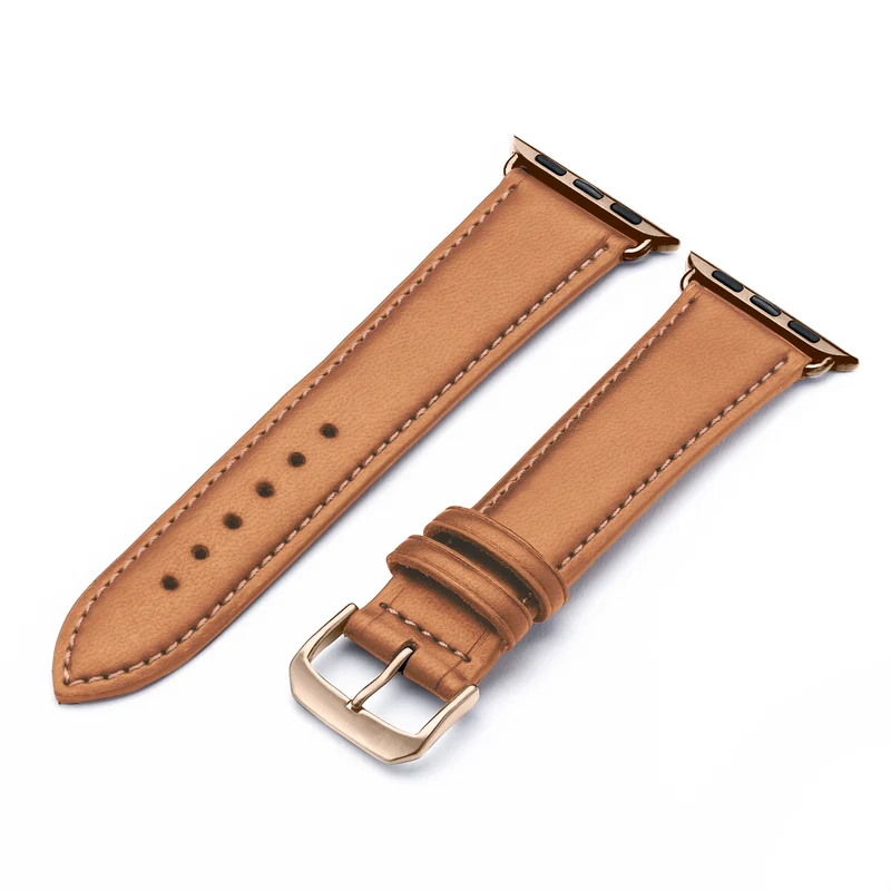 Vita Uhrenarmband aus Apfelleder für Apple Watch 10, handgefertigt, vegan, Cognac, von Happel
