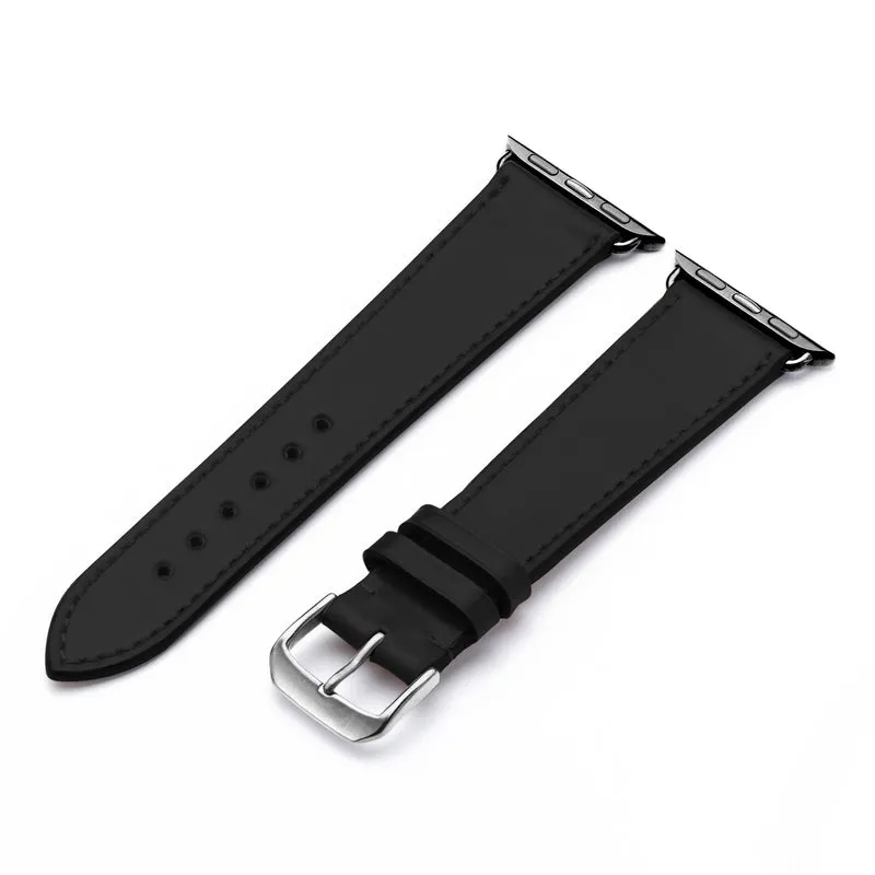 Elysian Uhrenarmband aus Shell Cordovan Leder für Apple Watch 10, handgefertigt, Schwarz, von Happel