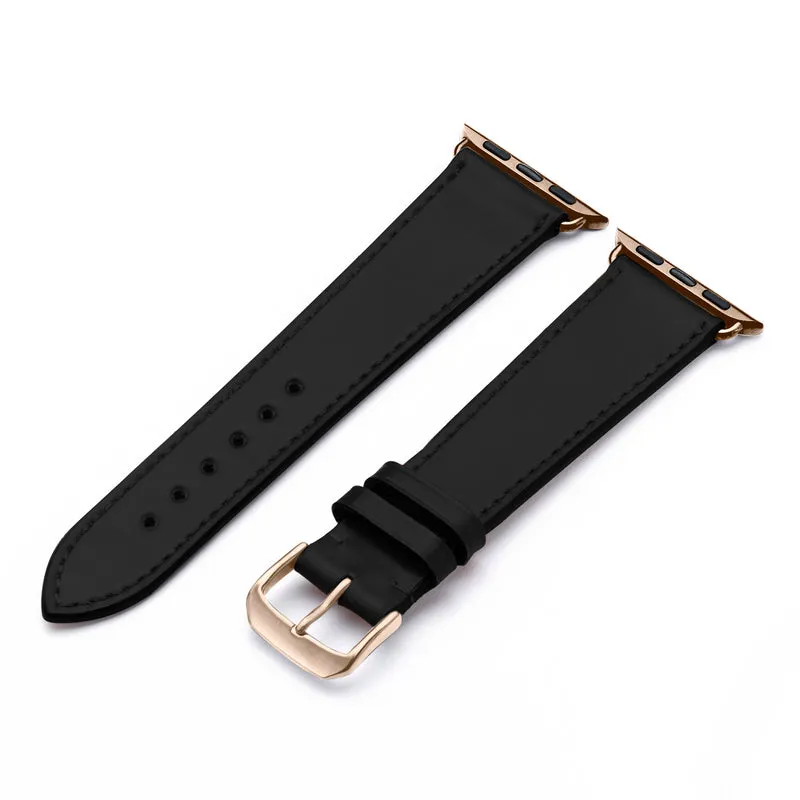 Elysian Uhrenarmband aus Shell Cordovan Leder für Apple Watch 10, handgefertigt, Schwarz, von Happel