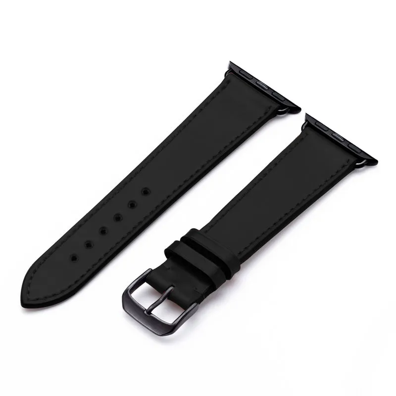 Elysian Uhrenarmband aus Shell Cordovan Leder für Apple Watch 10, handgefertigt, Schwarz, von Happel