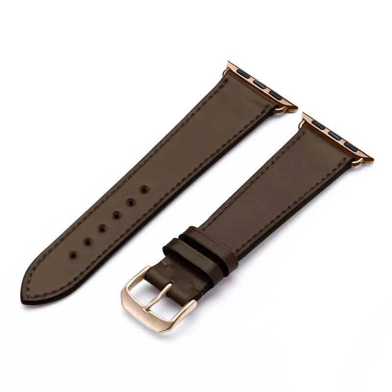 Elysian Uhrenarmband aus Shell Cordovan Leder für Apple Watch 10, handgefertigt, Mokka, von Happel