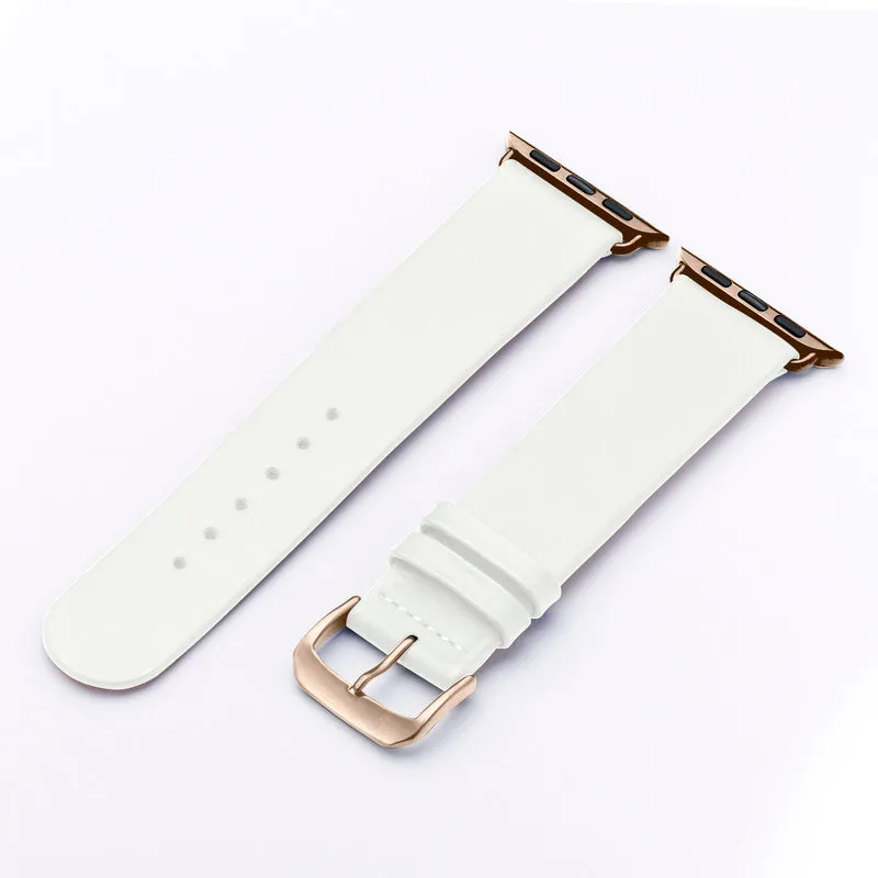 Siena Uhrenarmband aus Rindsleder für Apple Watch 10, handgefertigt, Weiß, von Happel