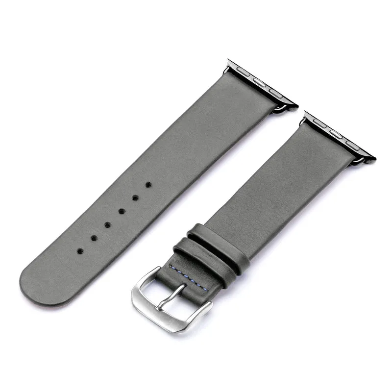 Siena Uhrenarmband aus Rindsleder für Apple Watch 10, handgefertigt, Steingrau, von Happel