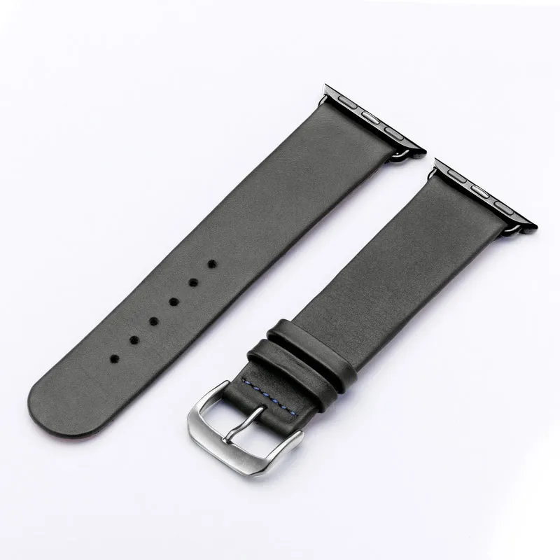 Siena Uhrenarmband aus Rindsleder für Apple Watch 10, handgefertigt, Steingrau, von Happel