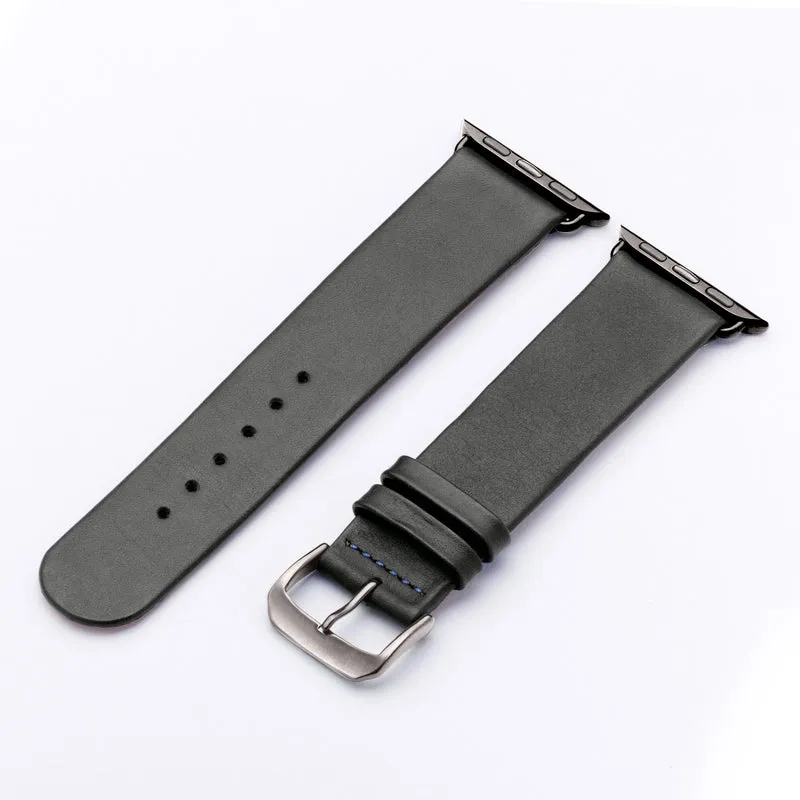 Siena Uhrenarmband aus Rindsleder für Apple Watch 10, handgefertigt, Steingrau, von Happel
