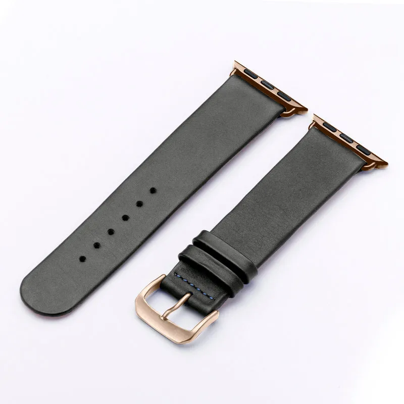 Siena Uhrenarmband aus Rindsleder für Apple Watch 10, handgefertigt, Steingrau, von Happel