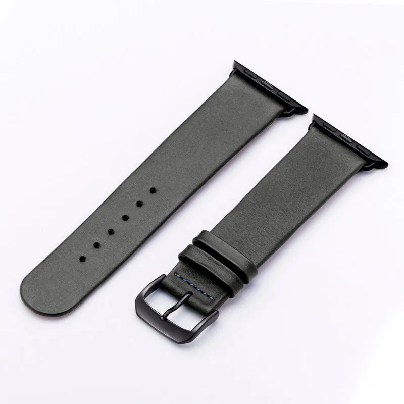 Siena Uhrenarmband aus Rindsleder für Apple Watch 10, handgefertigt, Steingrau, von Happel