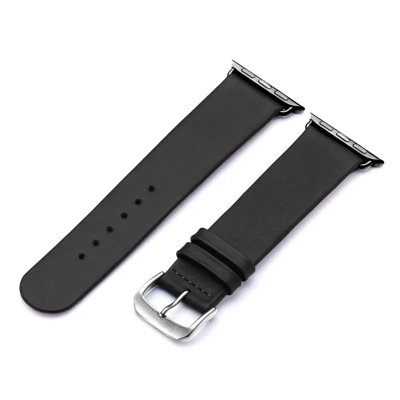 Siena Uhrenarmband aus Rindsleder für Apple Watch 10, handgefertigt, Schwarz, von Happel