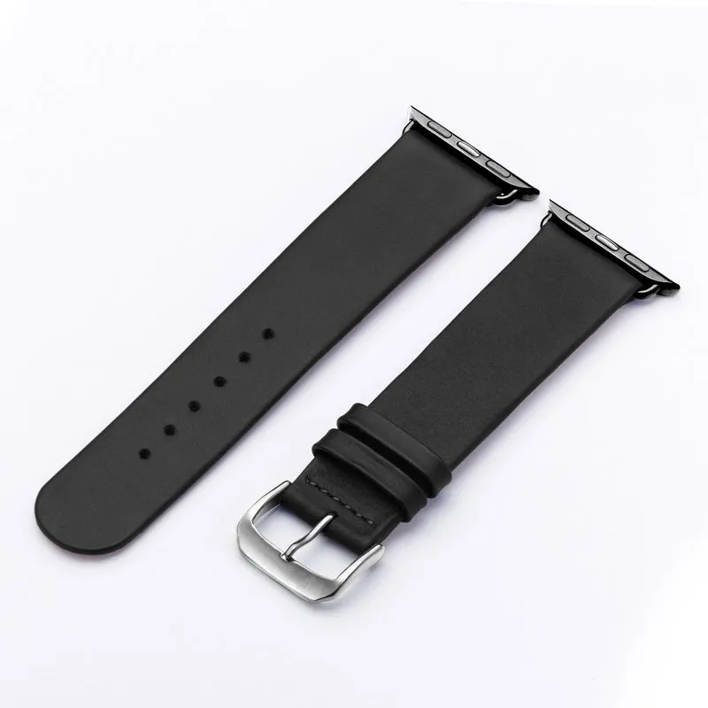 Siena Uhrenarmband aus Rindsleder für Apple Watch 10, handgefertigt, Schwarz, von Happel