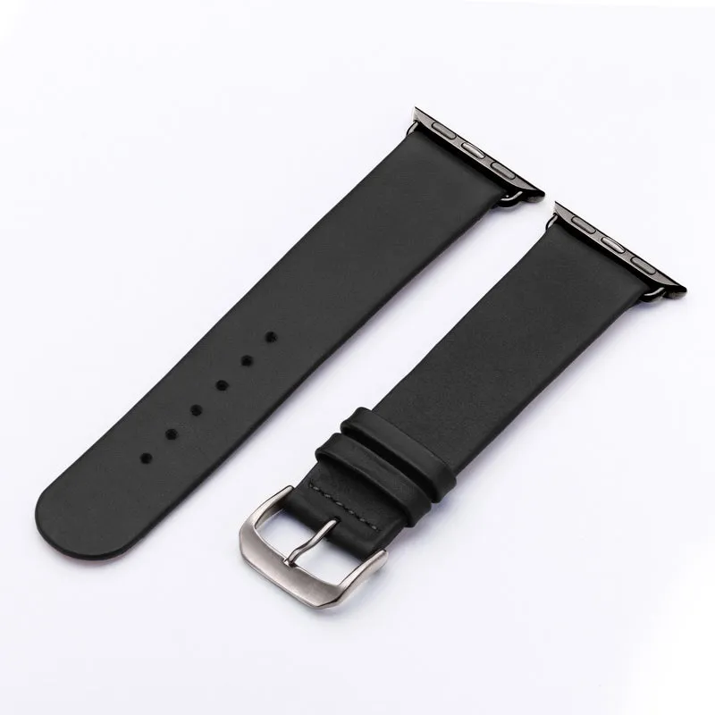 Siena Uhrenarmband aus Rindsleder für Apple Watch 10, handgefertigt, Schwarz, von Happel
