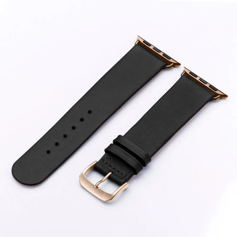 Siena Uhrenarmband aus Rindsleder für Apple Watch 10, handgefertigt, Schwarz, von Happel