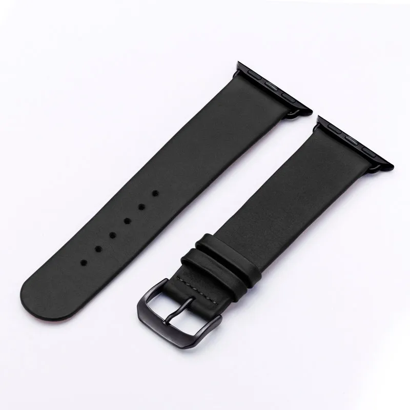 Siena Uhrenarmband aus Rindsleder für Apple Watch 10, handgefertigt, Schwarz, von Happel