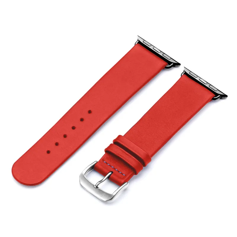Siena Uhrenarmband aus Rindsleder für Apple Watch 10, handgefertigt, Rot, von Happel
