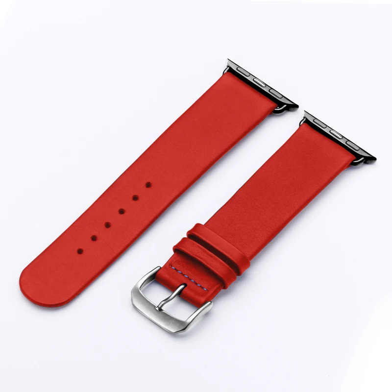 Siena Uhrenarmband aus Rindsleder für Apple Watch 10, handgefertigt, Rot, von Happel
