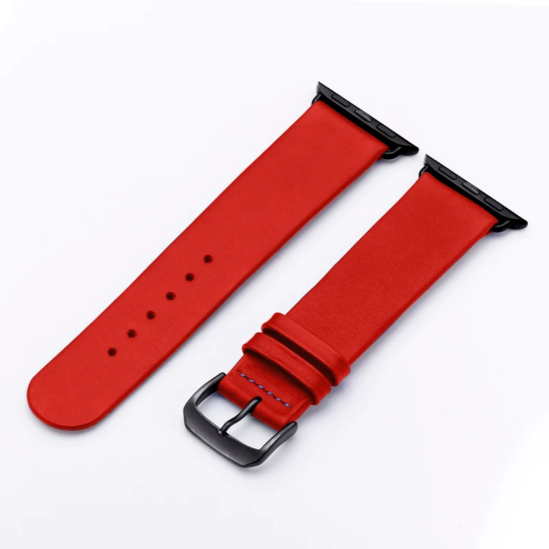 Siena Uhrenarmband aus Rindsleder für Apple Watch 10, handgefertigt, Rot, von Happel