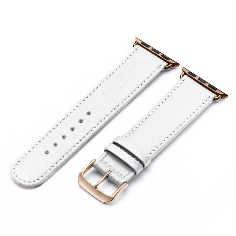 Solace Uhrenarmband aus Sattelleder für Apple Watch 10, handgefertigt, Weiß , von Happel