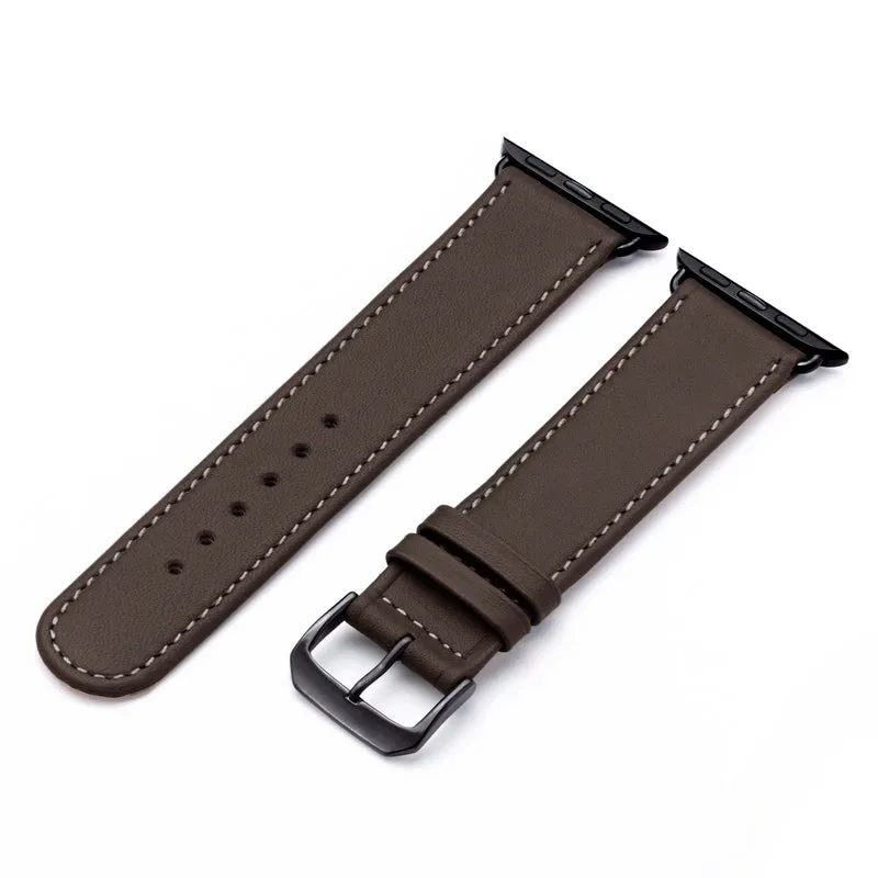 Solace Uhrenarmband aus Sattelleder für Apple Watch 10, handgefertigt, Mokka , von Happel