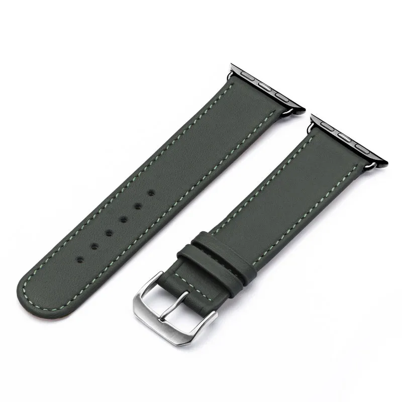 Solace Uhrenarmband aus Sattelleder für Apple Watch 10, handgefertigt, Forstgrün , von Happel