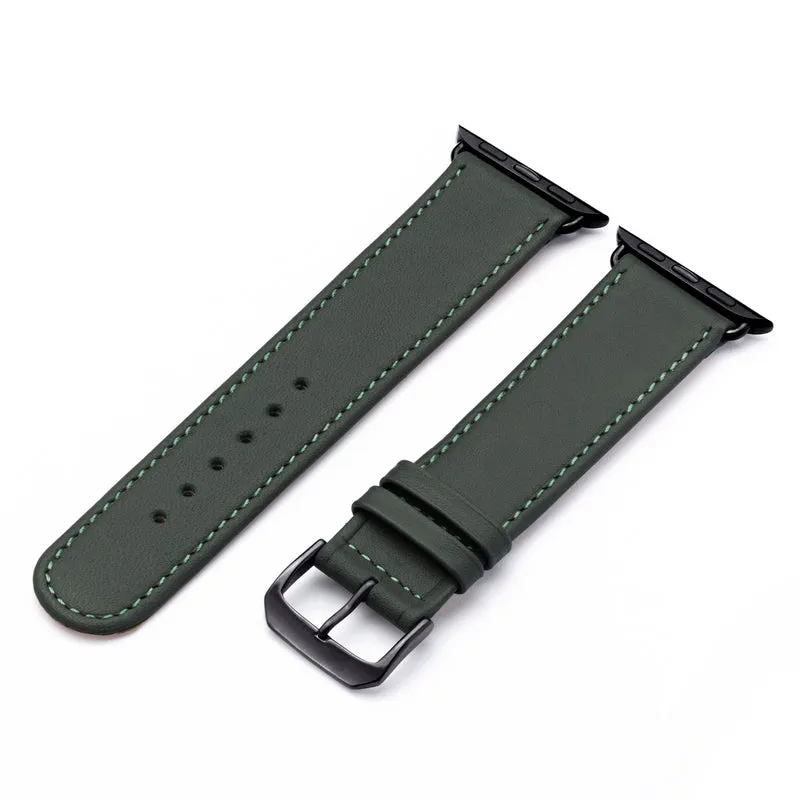 Solace Uhrenarmband aus Sattelleder für Apple Watch 10, handgefertigt, Forstgrün , von Happel