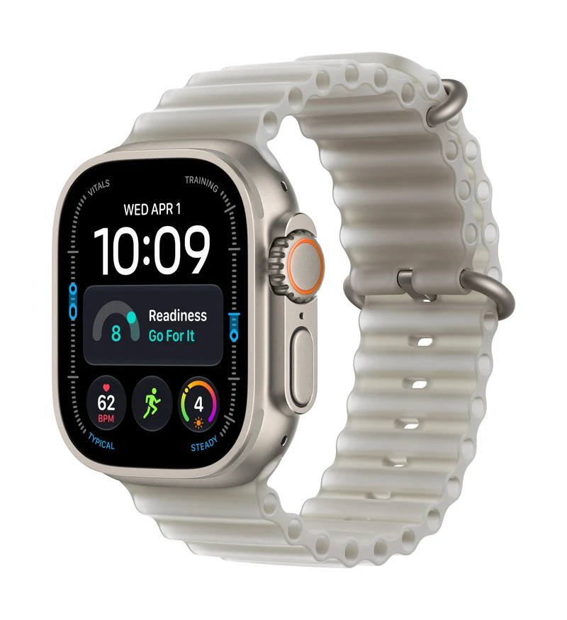 Apple Watch Ultra 4 (2026) 5G 49mm Natural Titanium Case with Translucent Grey Ocean Band - Titanium Natural