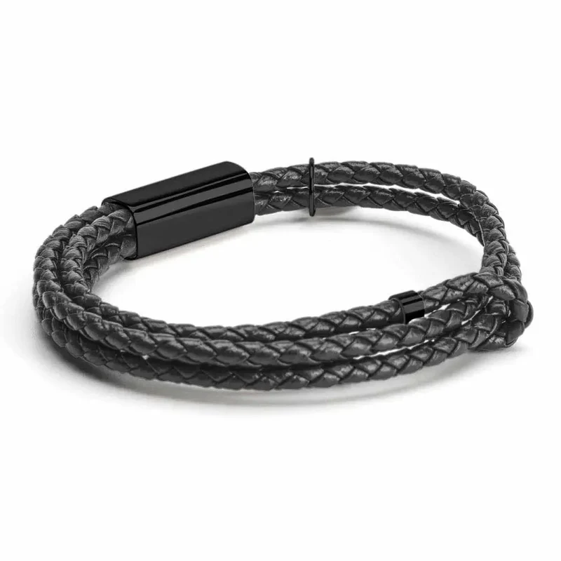 Herrenarmband Leder personalisiert und graviert "Bar & Charm", Gravur von bis zu 4 Namen