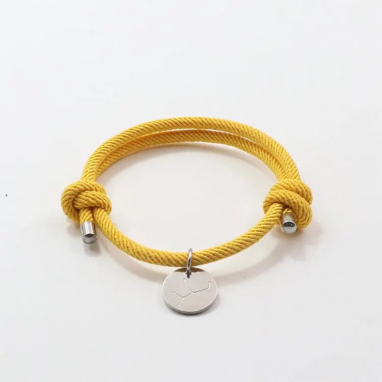 Armband "Maritim" aus Baumwolltau mit graviertem Edelstahl-Charm