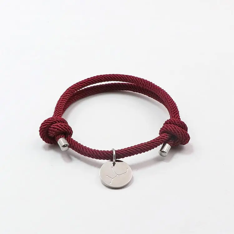 Armband "Maritim" aus Baumwolltau mit graviertem Edelstahl-Charm