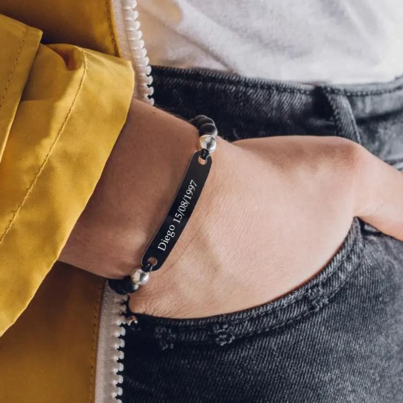 Armband Gravur personalisiert Black Pearl / White Pearl - mit kostenloser Gravur von Name oder Spruch