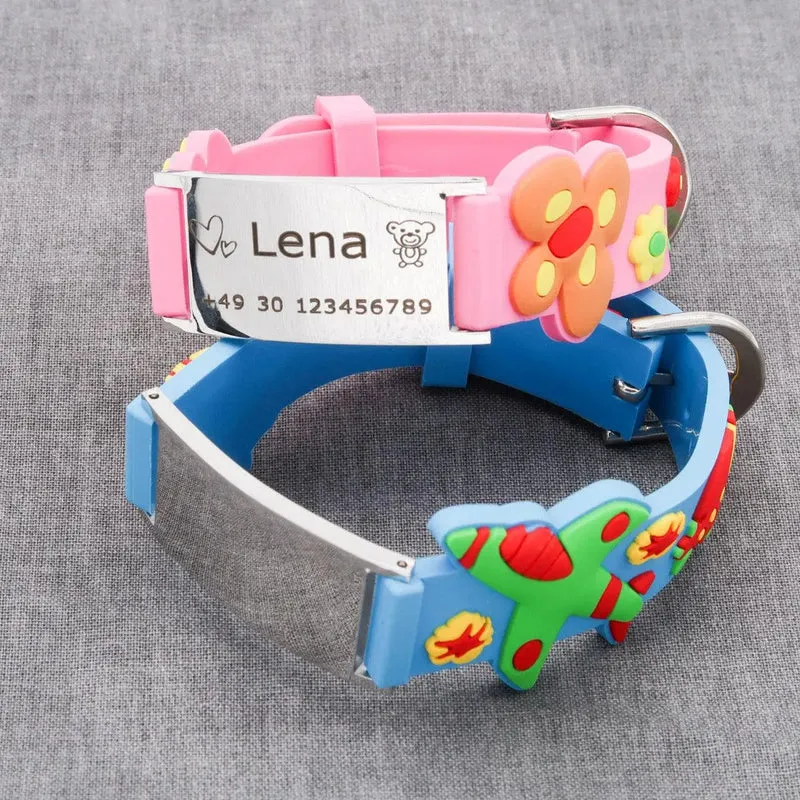 Kinder Notfallarmband / SOS Armband mit süßen Motiven und kostenloser Gravur