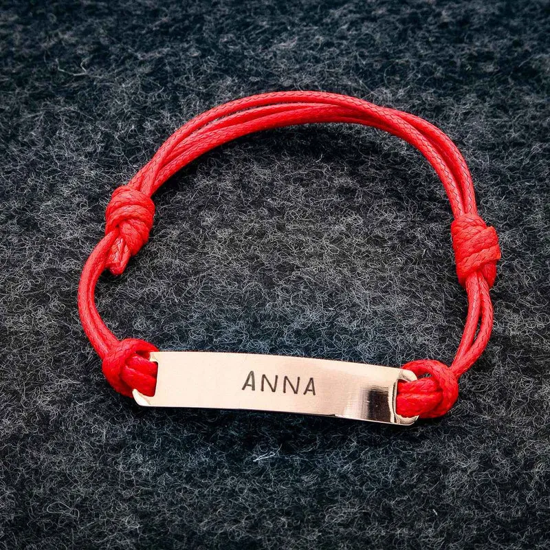 Süßes Armband "Statement" aus Seil mit Namensschild