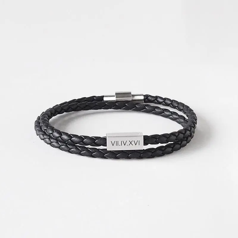 Graviertes Lederarmband personalisiert "The Bar", Gravur von bis zu 4 Namen für Herren