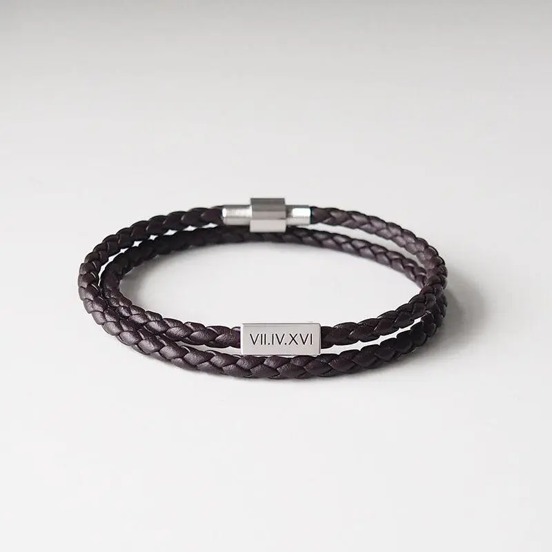 Graviertes Lederarmband personalisiert "The Bar", Gravur von bis zu 4 Namen für Herren