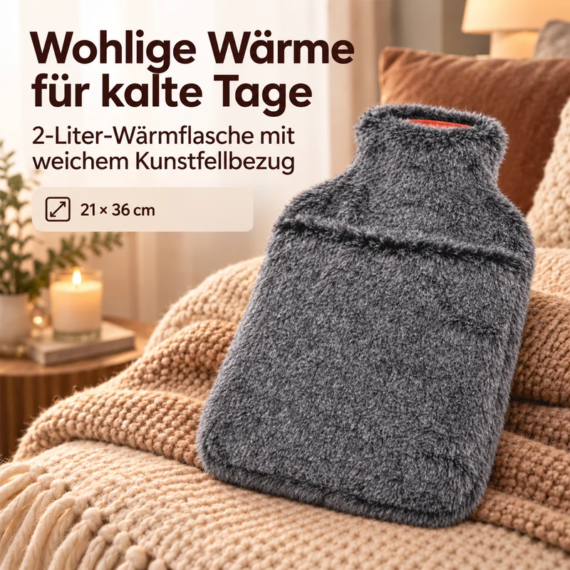 hotwater bag capacity:2 L size 21*36 Weight:390g matrial: synthetic fur colour:lavender