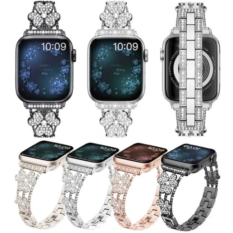 Strass Kleeblatt Uhrenarmband für Apple Watch Series 8 & 7 45mm | 8 & 7 41mm