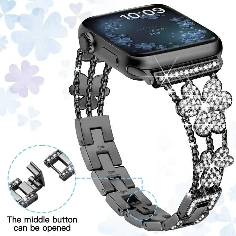 Strass Kleeblatt Uhrenarmband für Apple Watch Series 8 & 7 45mm | 8 & 7 41mm