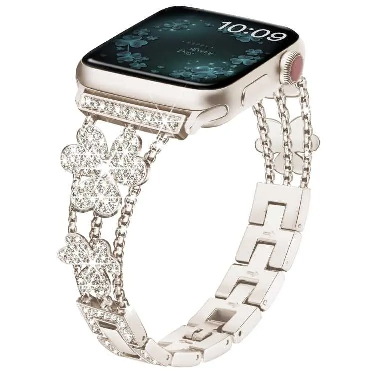 Strass Kleeblatt Uhrenarmband für Apple Watch Series 8 & 7 45mm | 8 & 7 41mm