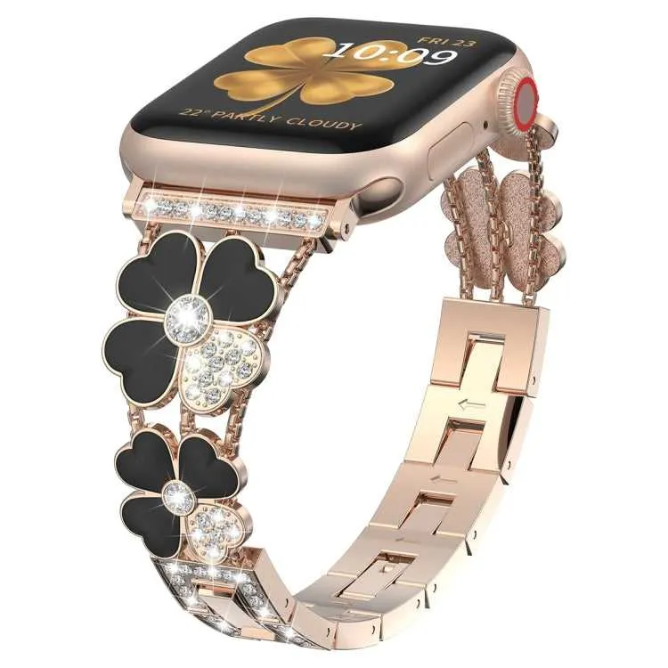 Damen Armband Blütenblatt Glitzer für Apple Watch 38 | 42 | 45 mm