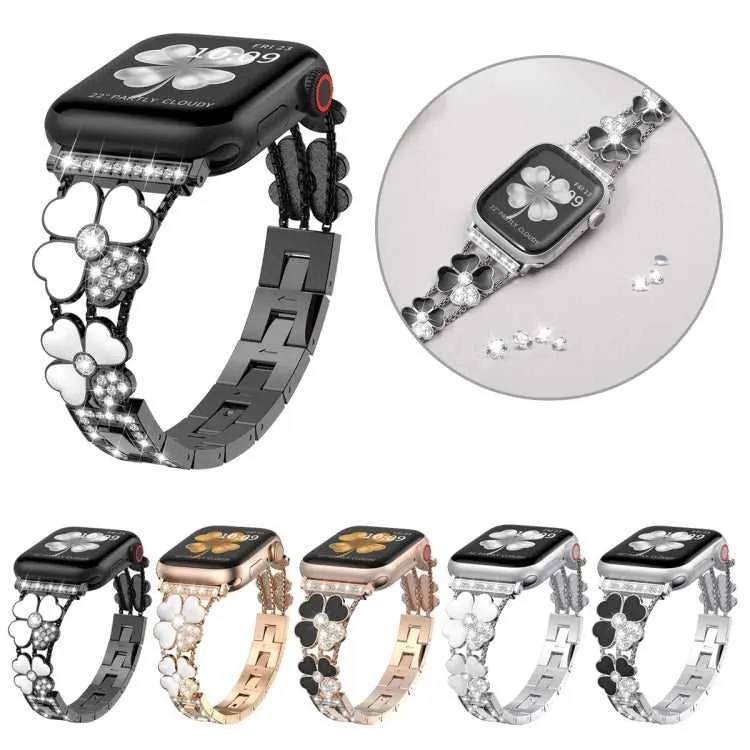 Blütenblatt Strass Armband für Apple Watch SE 2023 40mm | SE 2022 40+44mm | SE 40+44mm | 6 40mm